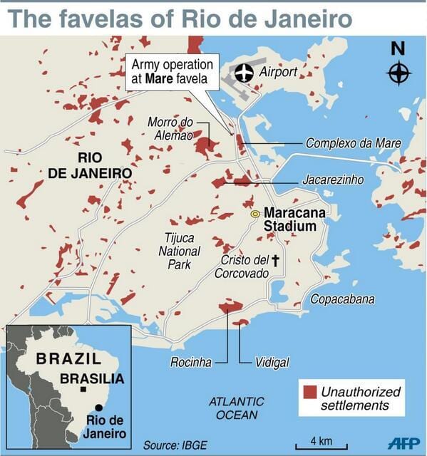 khu ổ chuột Rio de Janeiro bản đồ