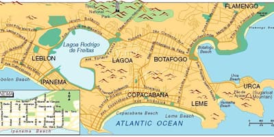 Bản đồ của bãi biển ở Rio de Janeiro